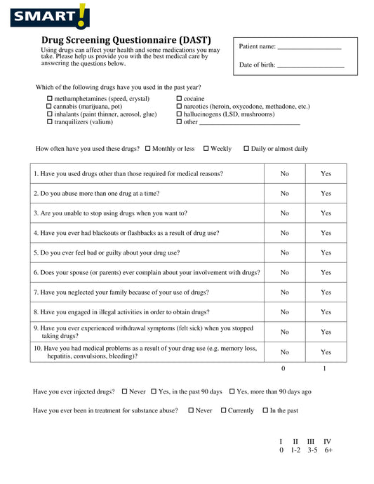 Drug Screening Questionnaire