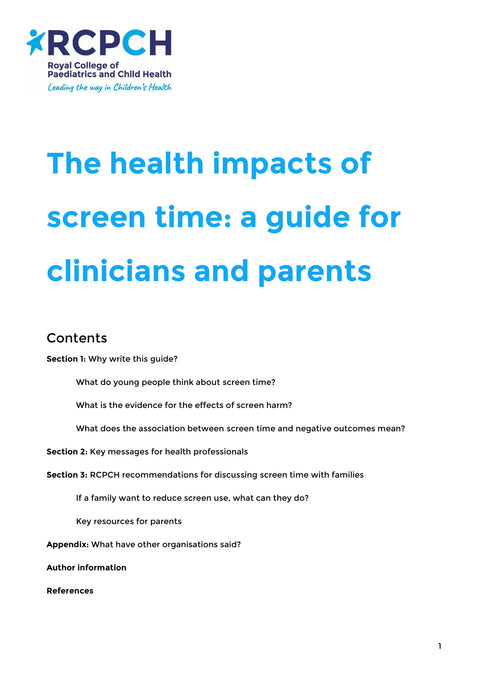 Guide to the health impacts of screen time