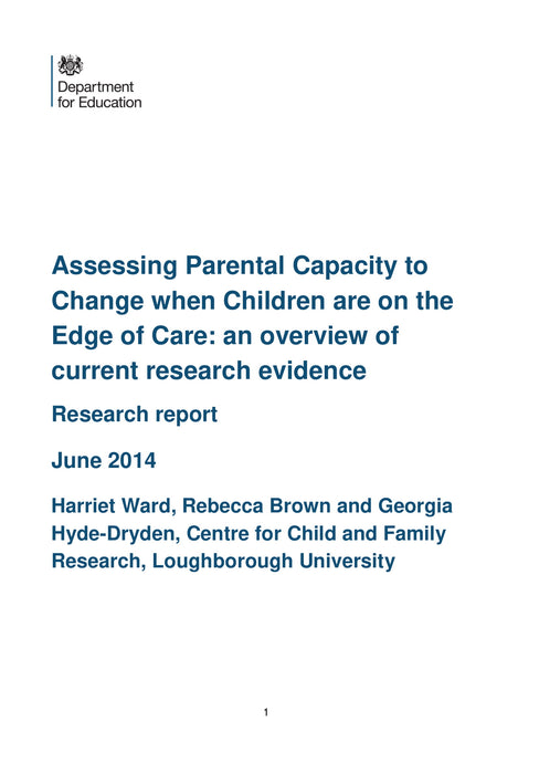 Overview of Research on Assessing Parental Capacity to Change