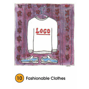 Example of a Kids Need Card by Mark Hamer fashionable clothes