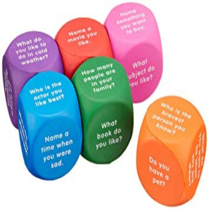 Foam Conversation Cubes multiple colors with white writing  