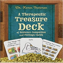 Load image into Gallery viewer, Dr Karen Treisman&#39;s A Therapeutic Treasure Deck of Sentence Completion and Feelings Cards , &quot;direct work&quot; tool for social workers.